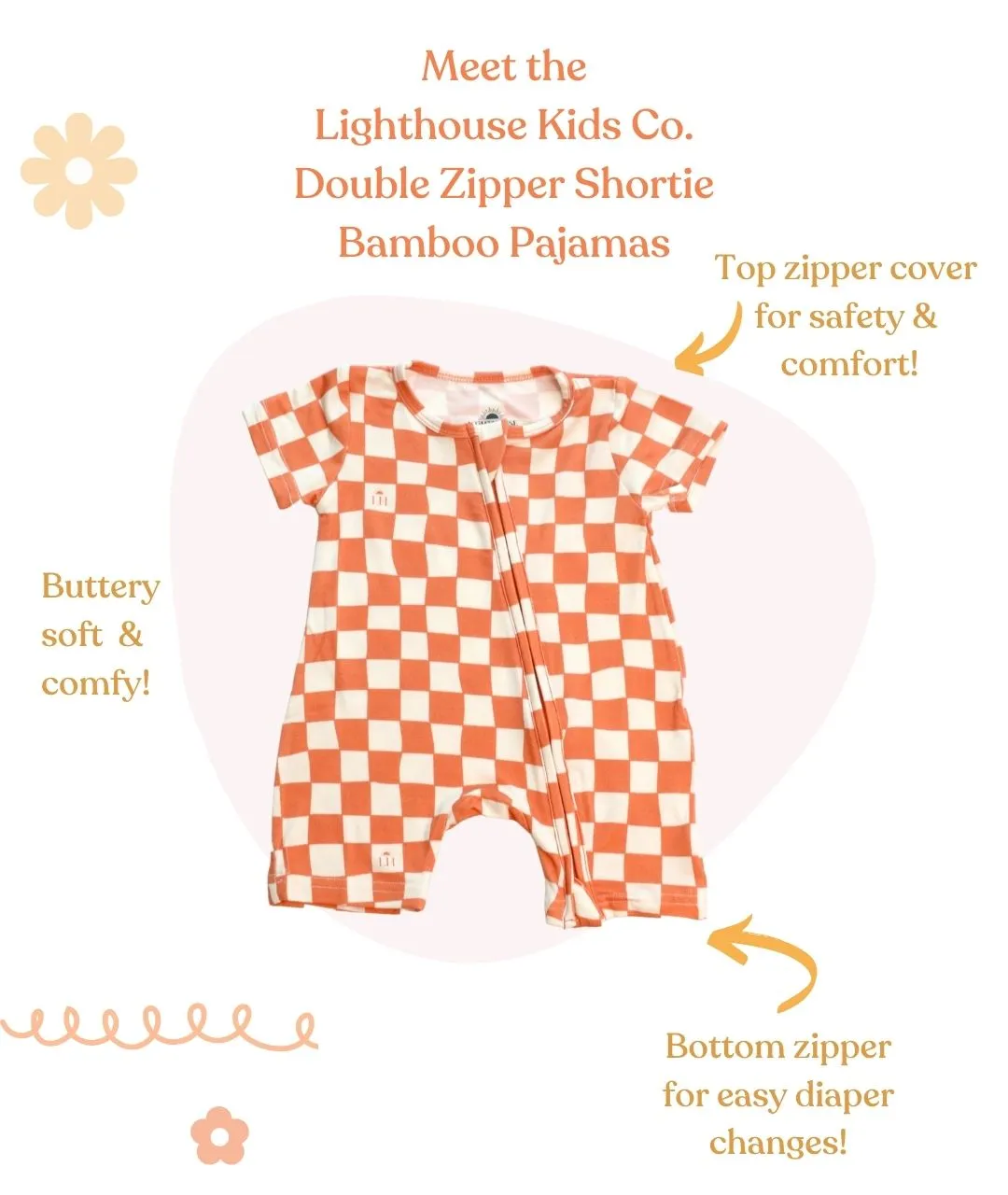 𝐒𝐀𝐋𝐄! 𝟓𝟎% 𝐎𝐅𝐅! Bamboo Baby Pajamas - Double Zipper - Shorties - Checkers
