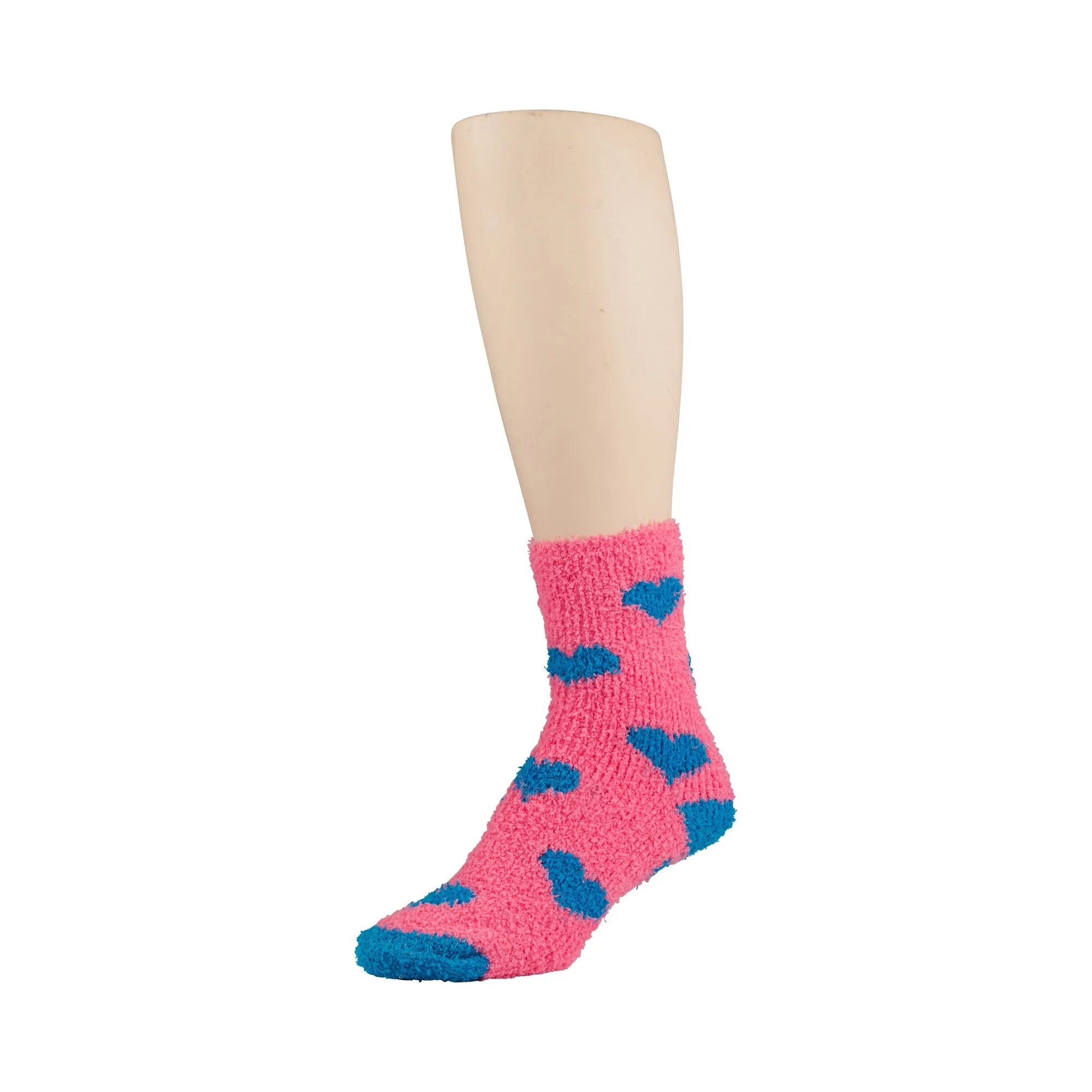 12 Pairs of Fuzzy Cute Fluffy Socks, Heart Patterned, Multicolored, Size 9-11