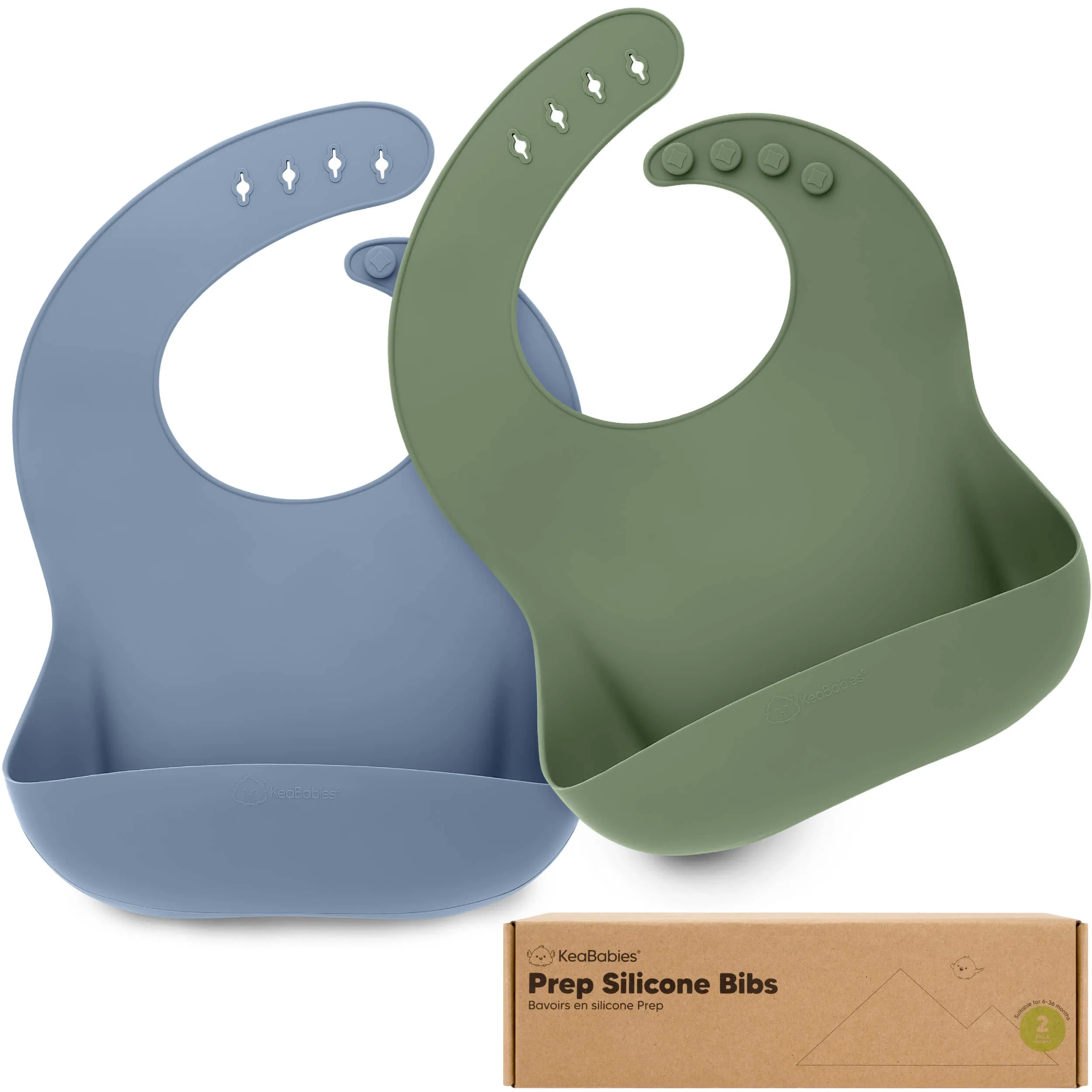 2-Pack Prep Silicone Bibs (Slate)