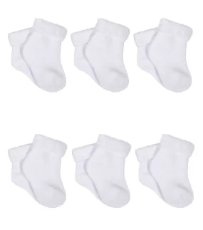 6-Pack Organic Baby Neutral White Wiggle Proof® Ankle Bootie Socks