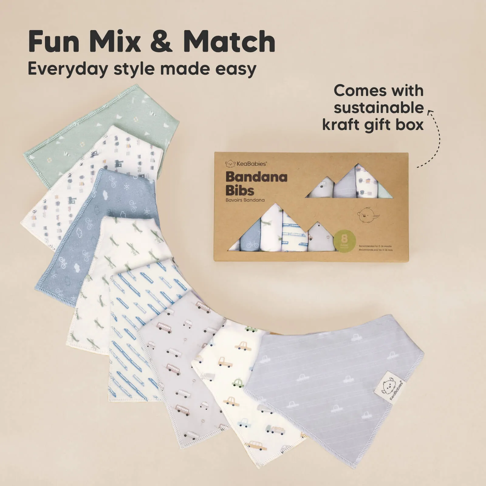 8-Pack Organic Bandana Bibs (Vessels)
