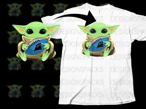 Adorable Baby Alien Holding Carolina Panthers Logo Png Digital Download