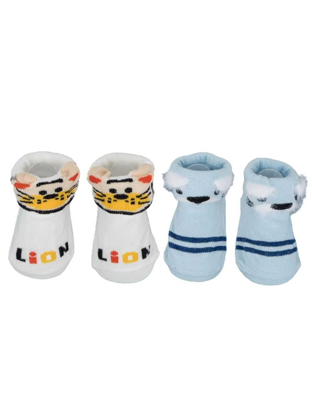 Baby Boys' Socks Set with Adorable Tiger and Polar Bear Designs – Anti-Skid & Soft Cotton