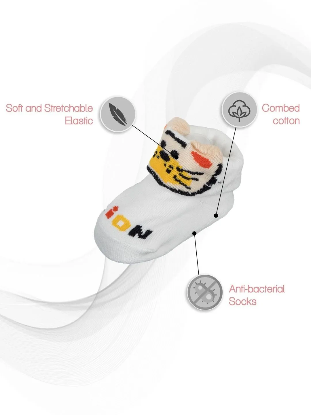 Baby Boys' Socks Set with Adorable Tiger and Polar Bear Designs – Anti-Skid & Soft Cotton