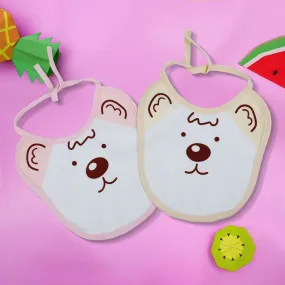 Baby Moo Junior Teddy Pack Of 2 Adjustable Tie Knot Cotton Bibs - Pink