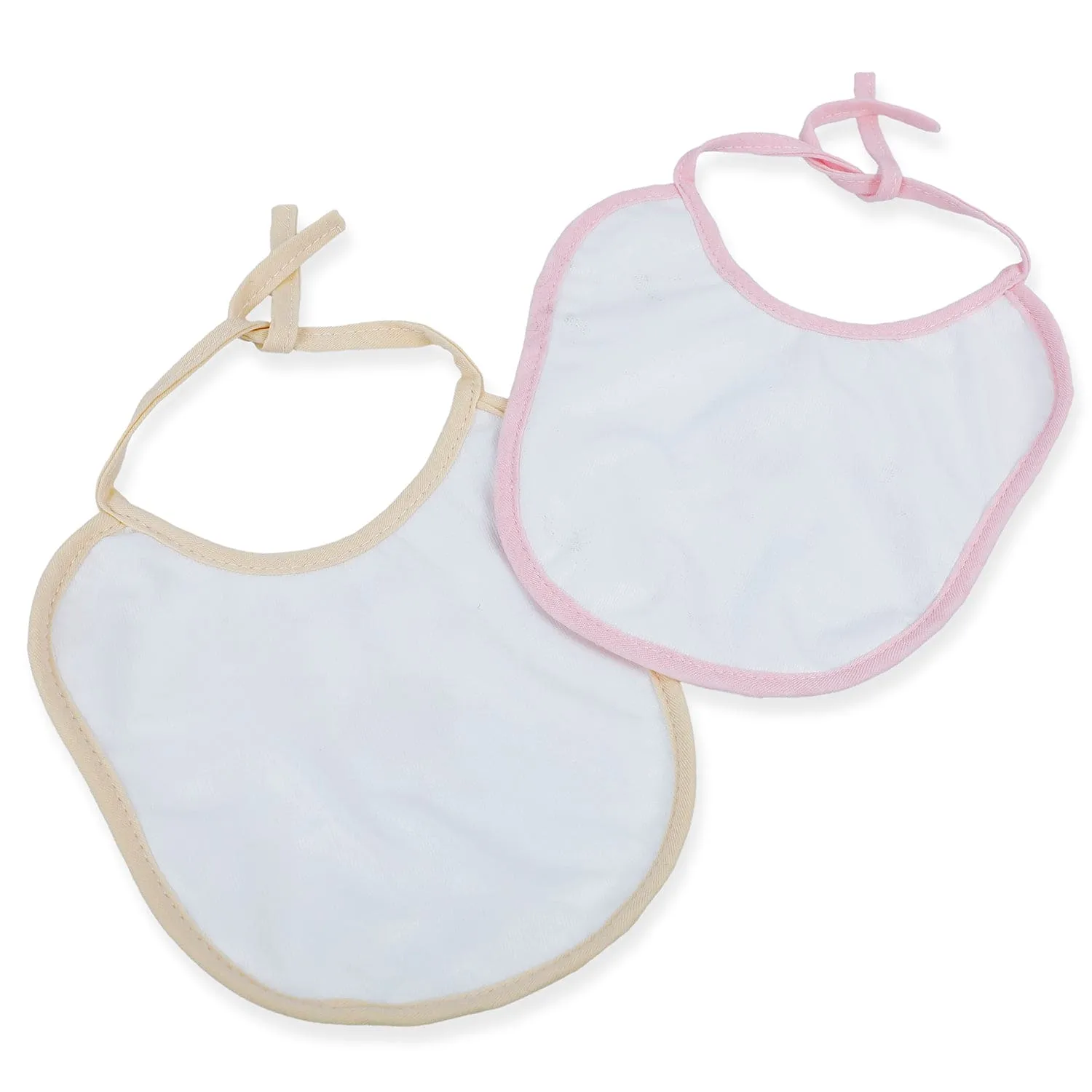 Baby Moo Junior Teddy Pack Of 2 Adjustable Tie Knot Cotton Bibs - Pink