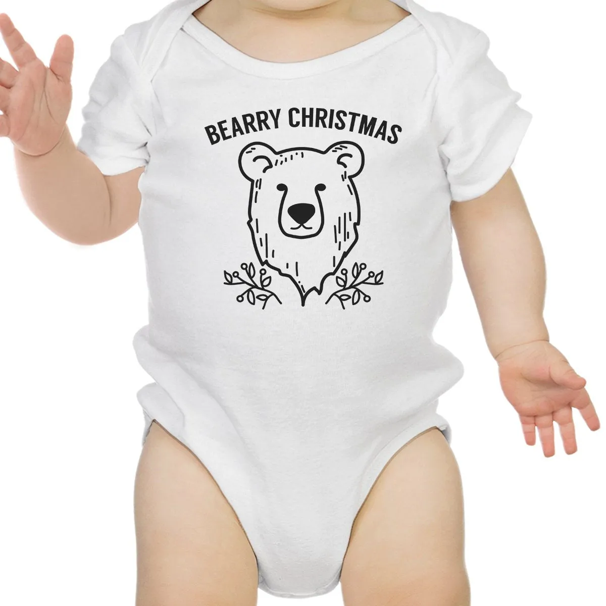 Bearry Christmas Bear Baby White Bodysuit