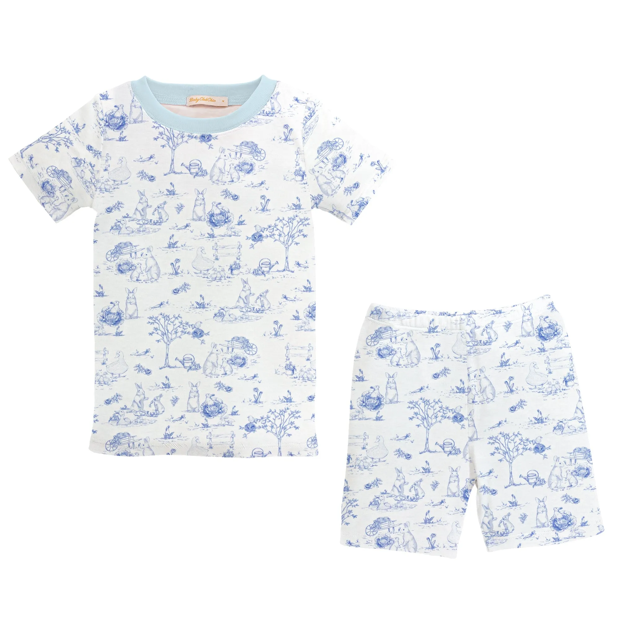 Blue Toile Bunnies Short Pajamas (Toddler)