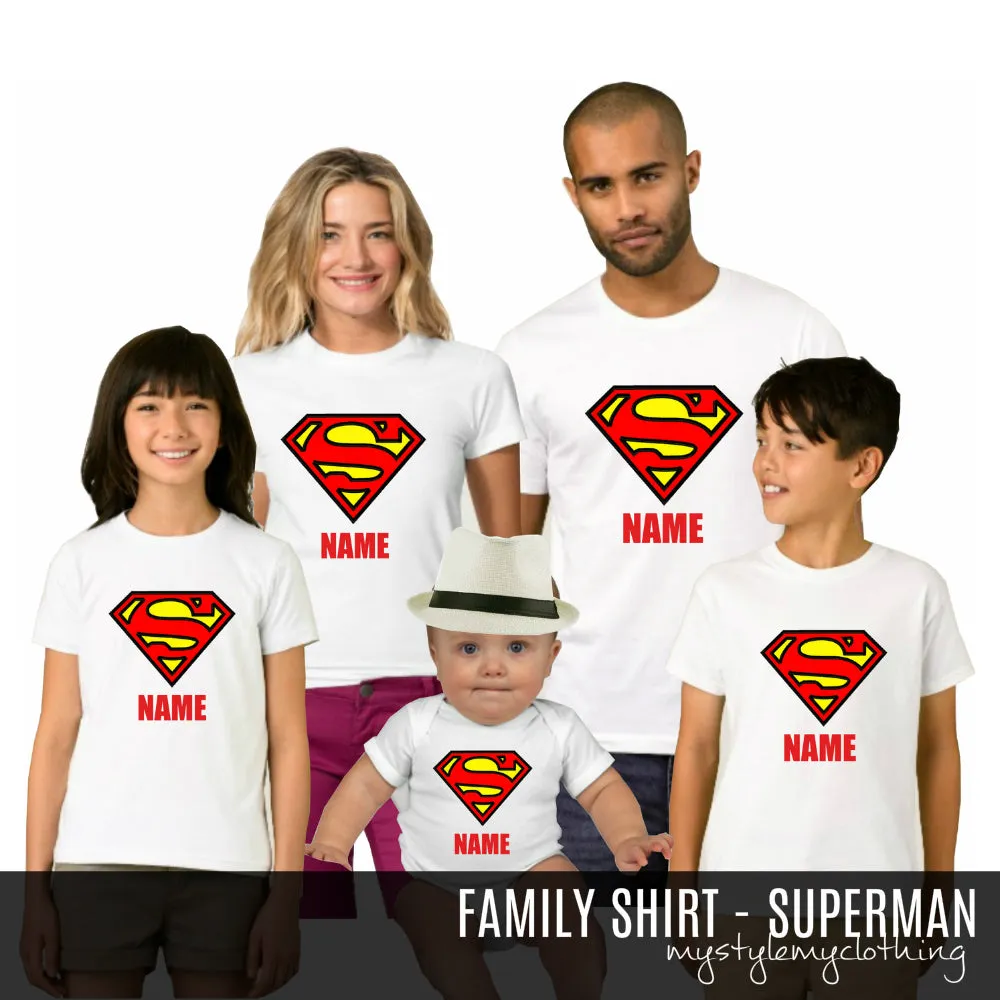 Custom Birthday Family Set Shirt - Superman