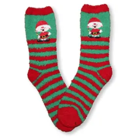 Elf Socks Fuzzy Applique Christmas Women’s Sock