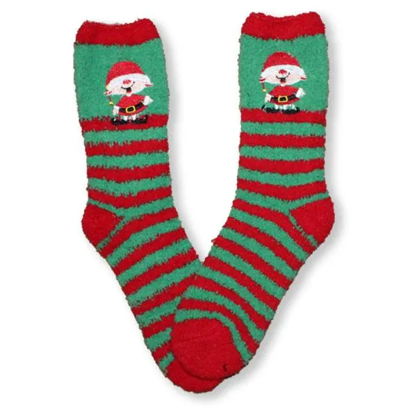 Elf Socks Fuzzy Applique Christmas Women’s Sock