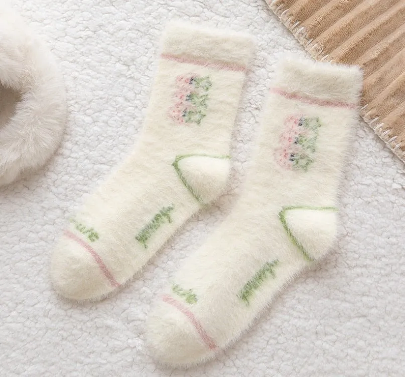 Fuzzy Berry Socks