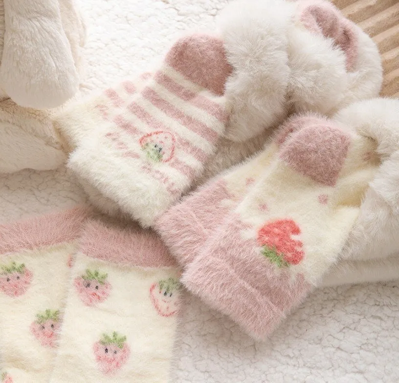 Fuzzy Berry Socks