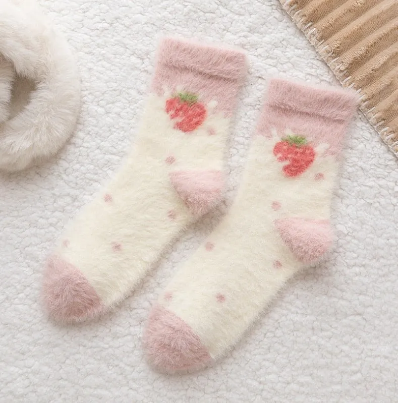 Fuzzy Berry Socks