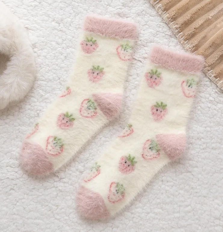 Fuzzy Berry Socks