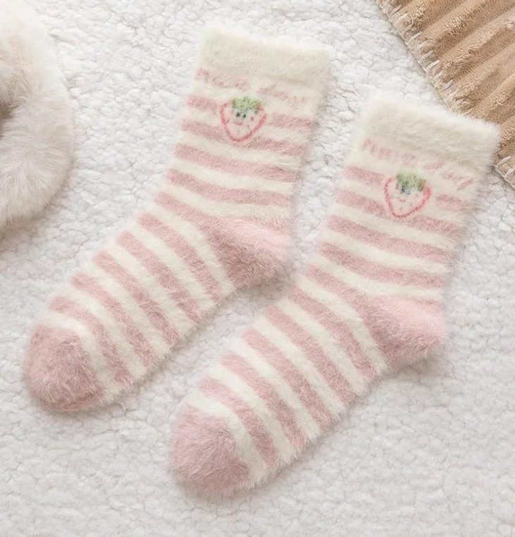 Fuzzy Berry Socks