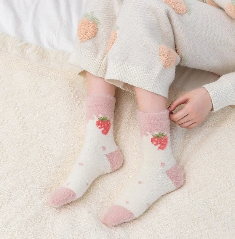 Fuzzy Berry Socks