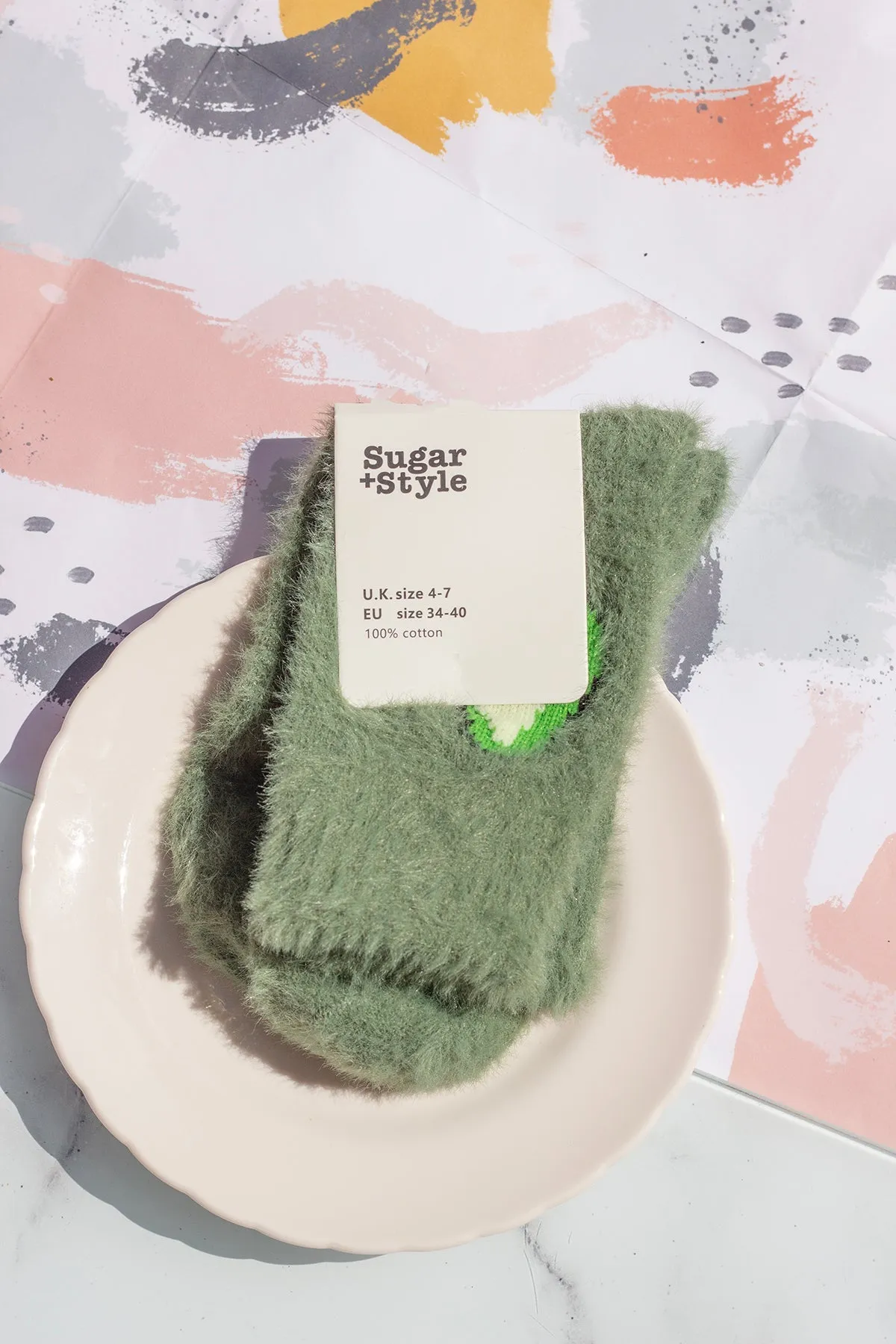 Fuzzy Feel Avocado Fruit Socks