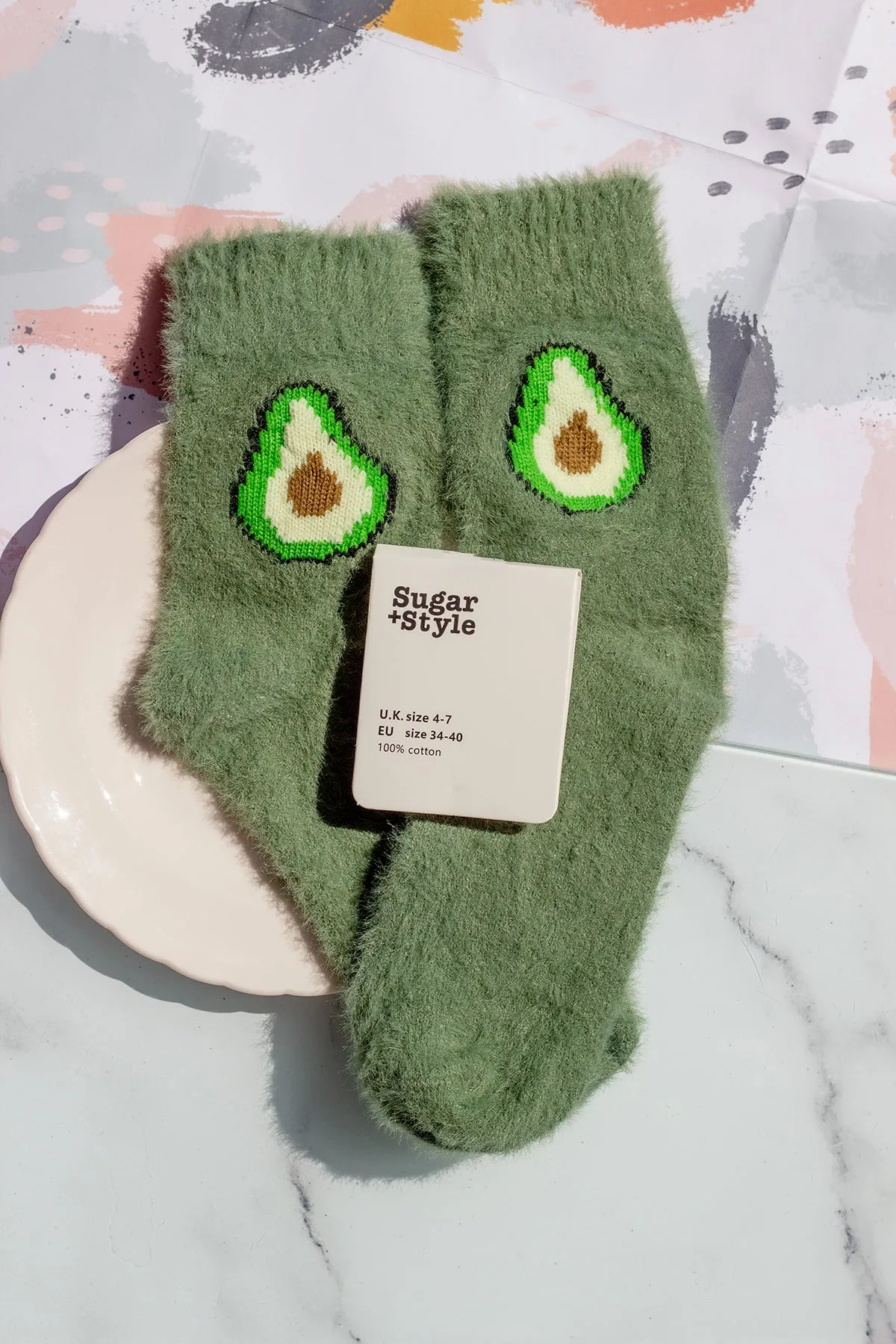 Fuzzy Feel Avocado Fruit Socks