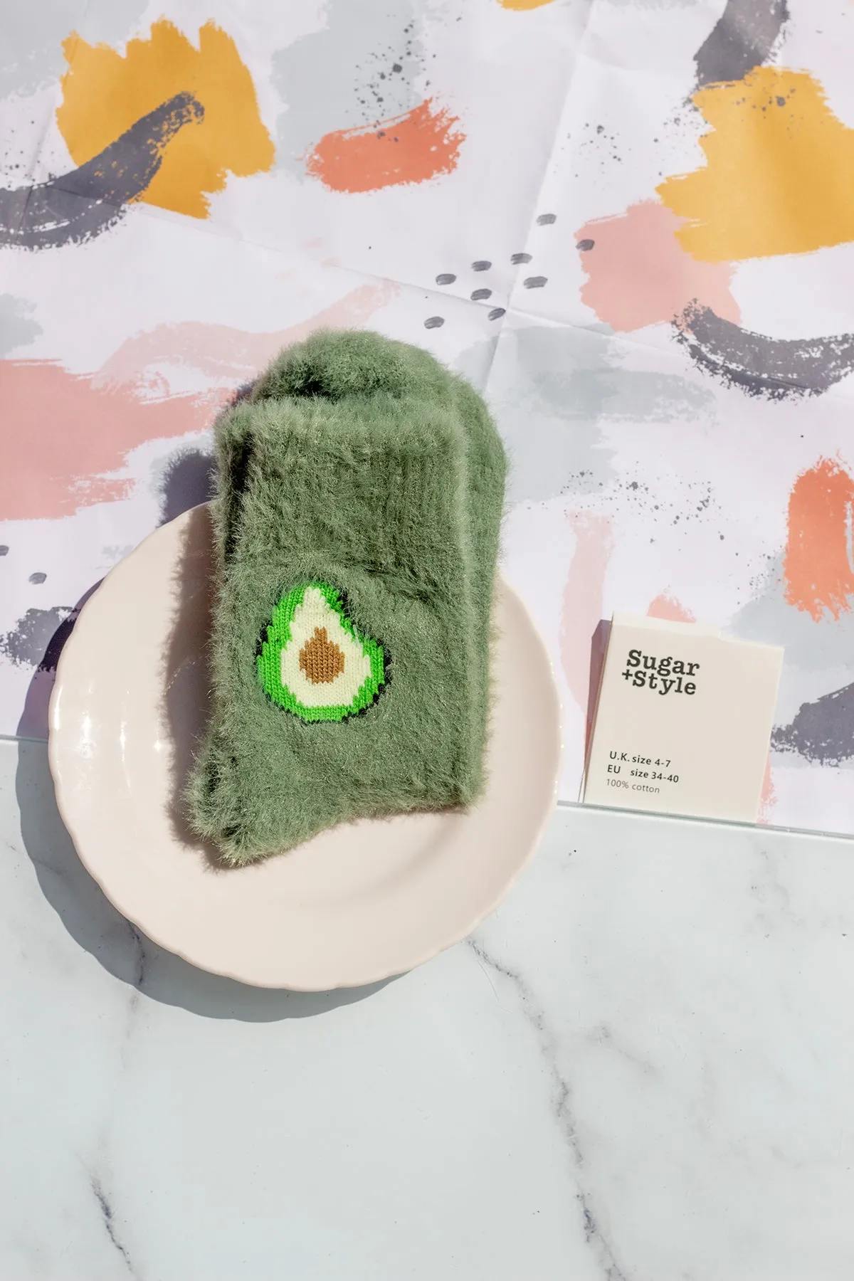 Fuzzy Feel Avocado Fruit Socks
