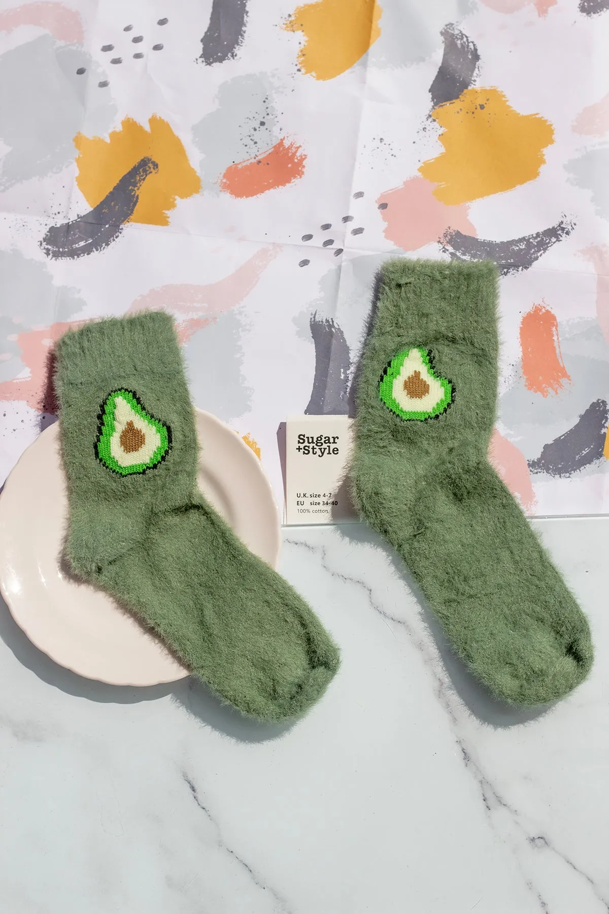 Fuzzy Feel Avocado Fruit Socks