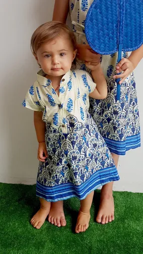 Girls Annie Shirt Dress - Lemon/Turquoise