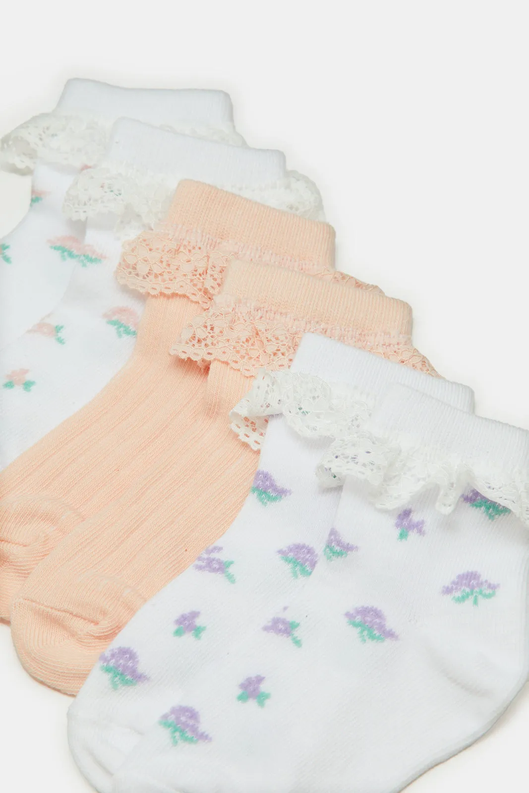 Infant Girls Assorted Printed Ankle Length Socks (3 Pairs)