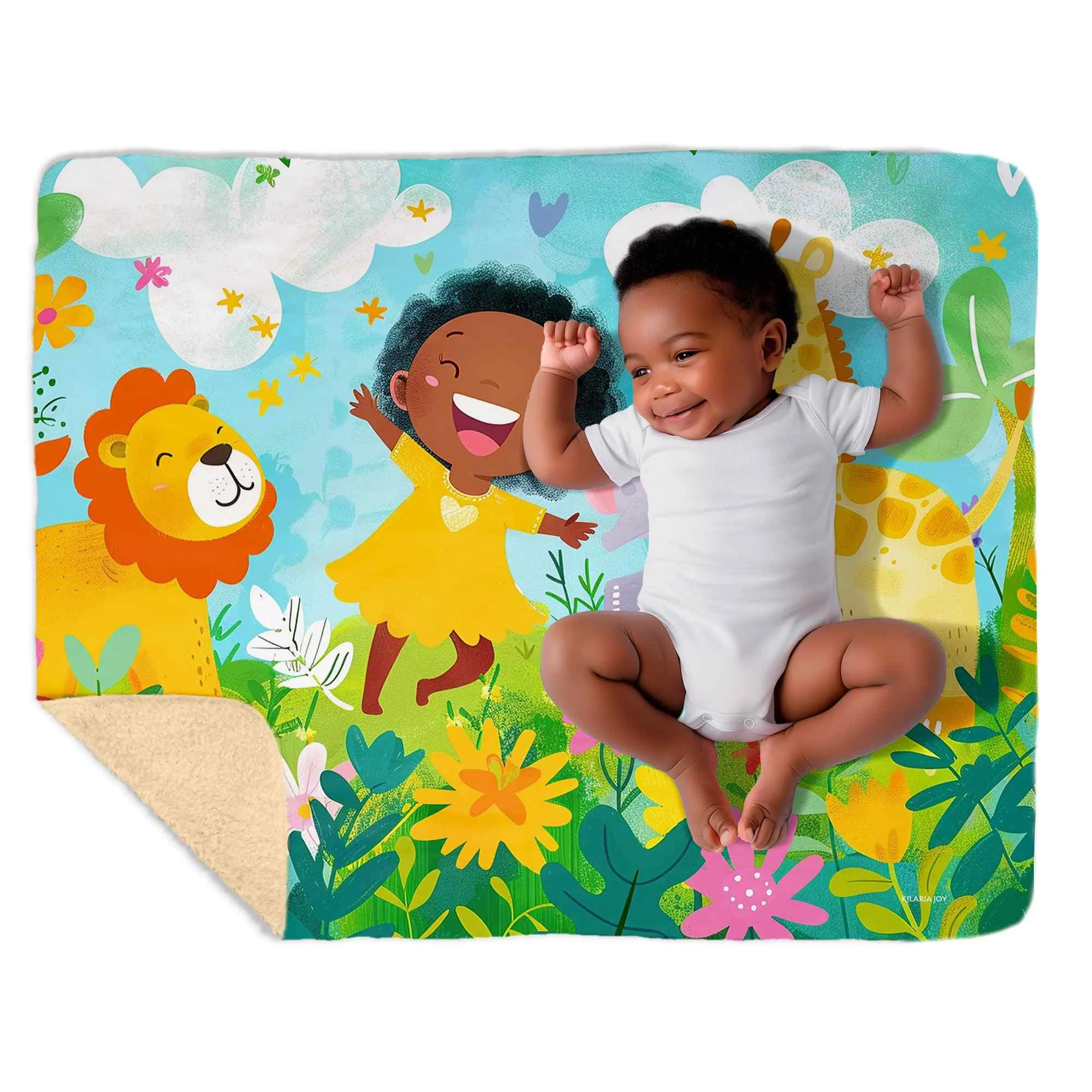 Jungle Friends Adventure Snuggly Sherpa Baby Blanket, 40"x30"