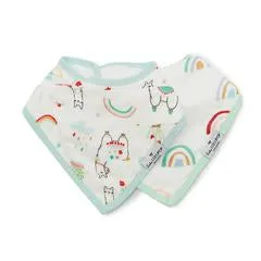 Luxe Muslin Bandana Bib Set - Llama/Rainbow