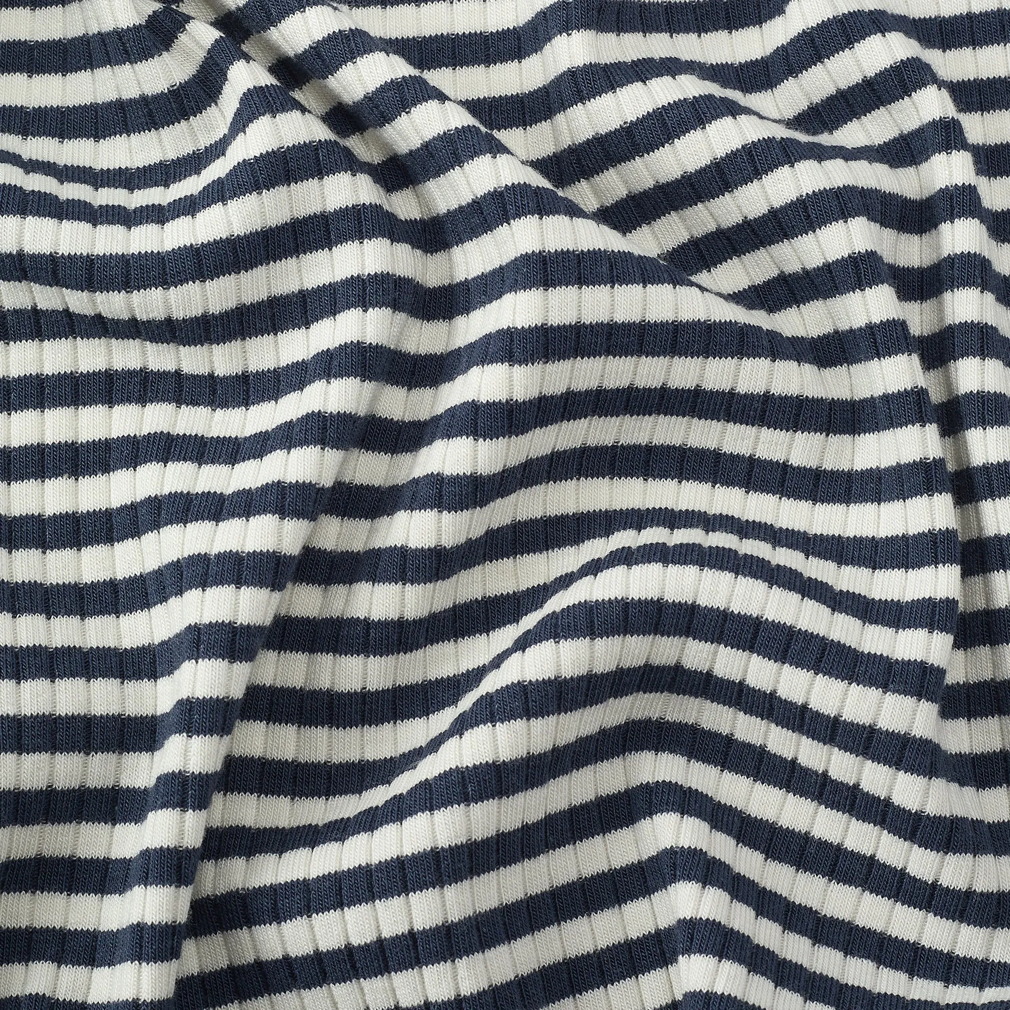 Navy Stripe Ribbed Clever Zip Footed Baby Pajamas