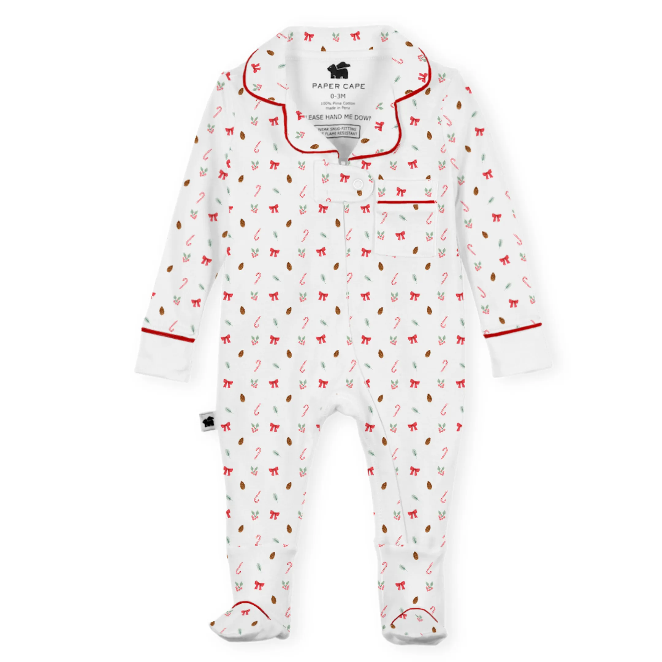Pima Cotton Footie - Holly Print