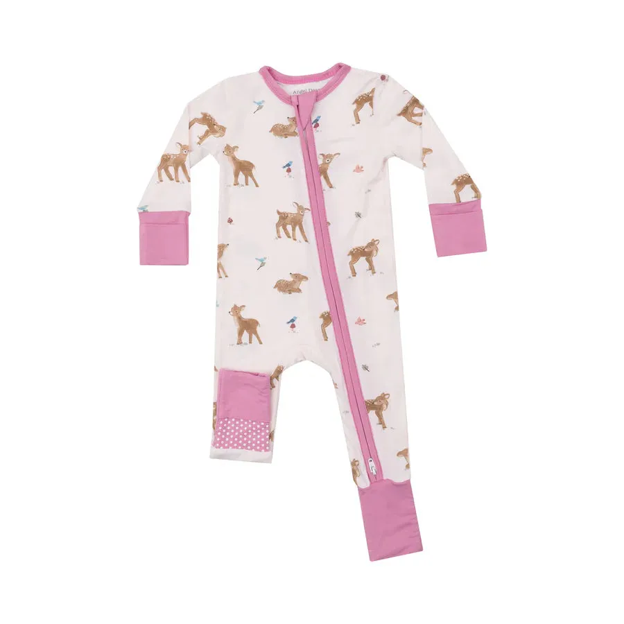 Pink Deer Zipper Romper