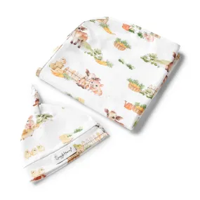 Snuggle Hunny - Organic Jersey Wrap & Beanie Set - Farm