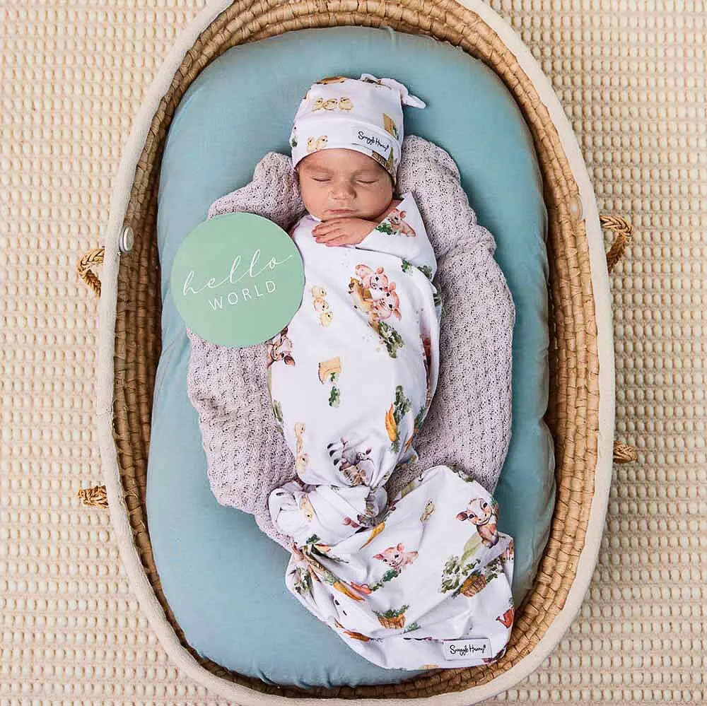 Snuggle Hunny - Organic Jersey Wrap & Beanie Set - Farm