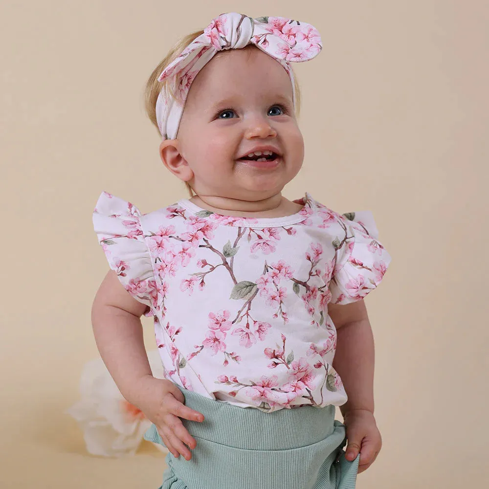 Snuggle Hunny - Organic T-Shirt with Frill - Cherry Blossom