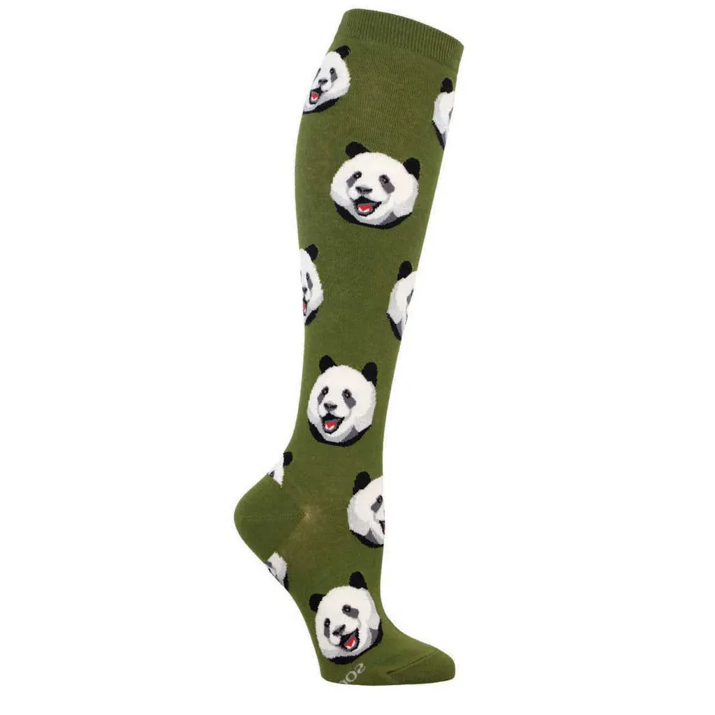 SOCKSMITH PANDA KNEE HI SOCKS GREEN - WOMENS
