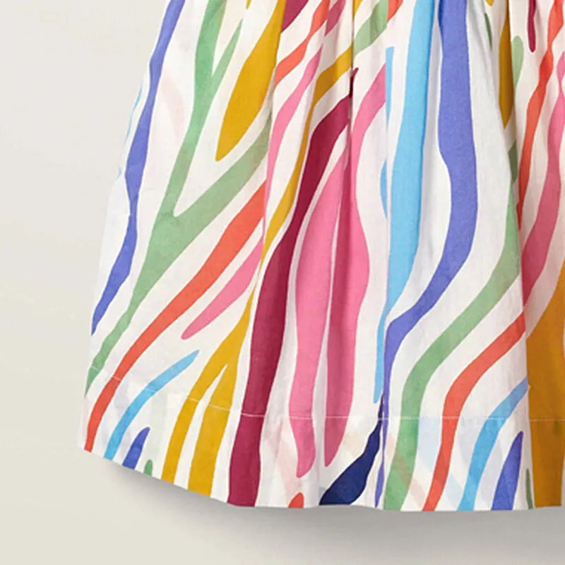 Summer Collection Sleeveless colorful Zebra Girls Dress   | Toddler Girl Kid Baby Girl Dress Gift Princess Girl Summer Dress Cloths 2-8 Year