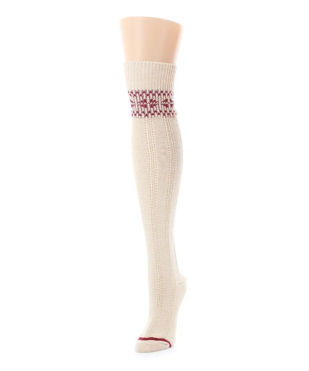 Women's Fair Isle Border Wool Blend Over The Knee Warm Sock
