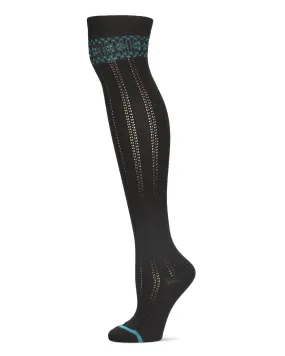 Women's Fair Isle Border Wool Blend Over The Knee Warm Sock