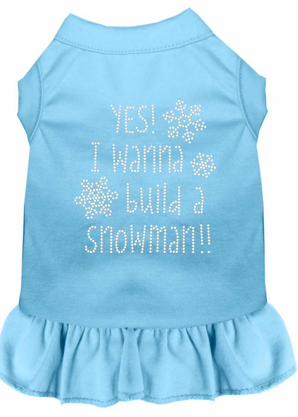 Yes! I Want To Build A Snowman Rhinestone Dog Dress Baby Blue Lg (14)