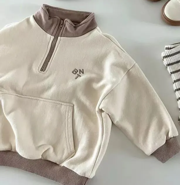 Zip-Up Color-Block Sweatshirt