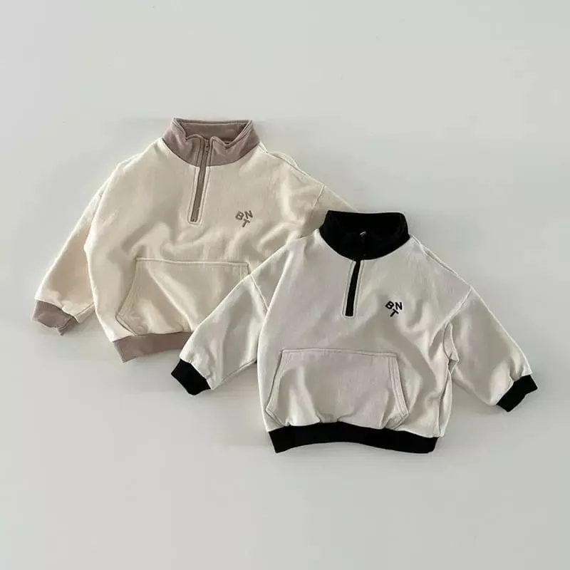 Zip-Up Color-Block Sweatshirt