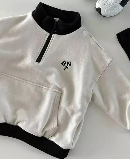 Zip-Up Color-Block Sweatshirt