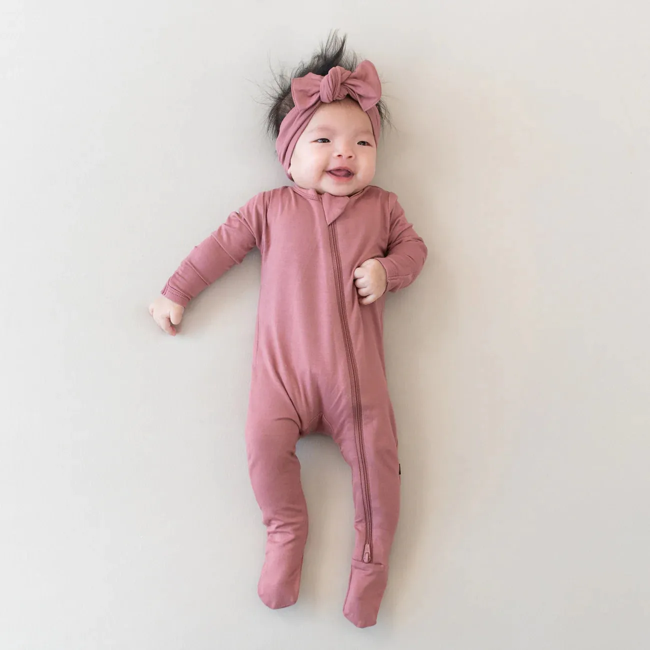 Zippered Footie- Dusty Rose