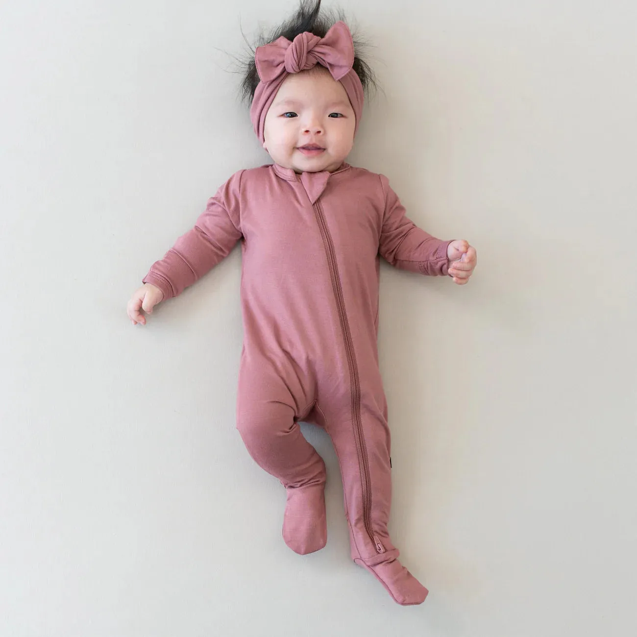 Zippered Footie- Dusty Rose